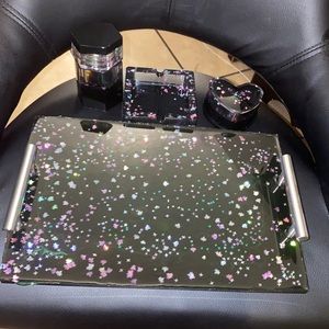 Rolling tray pink and silver